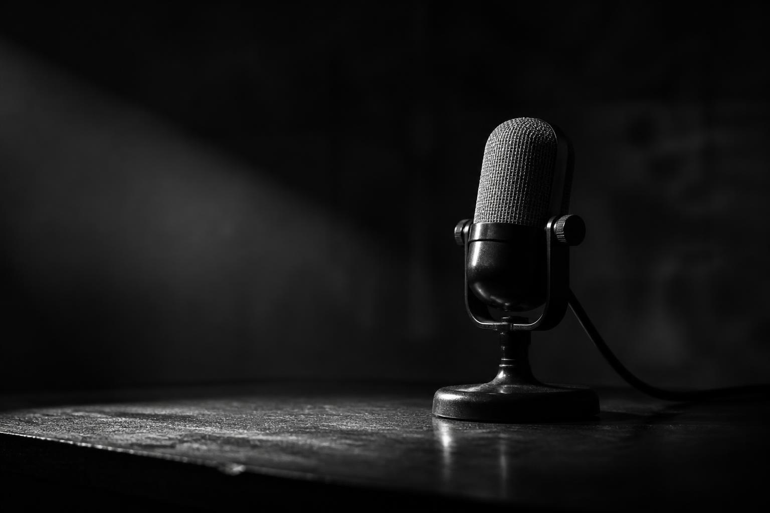 Microphone de studio en noir et blanc