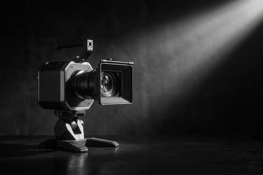 Caméra de studio en noir et blanc